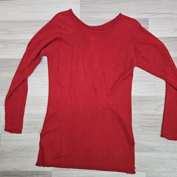 EXPRESS Tricot Womens Red Vintage Pullover Tunic Sweater Size XS - Picture 8 of 8